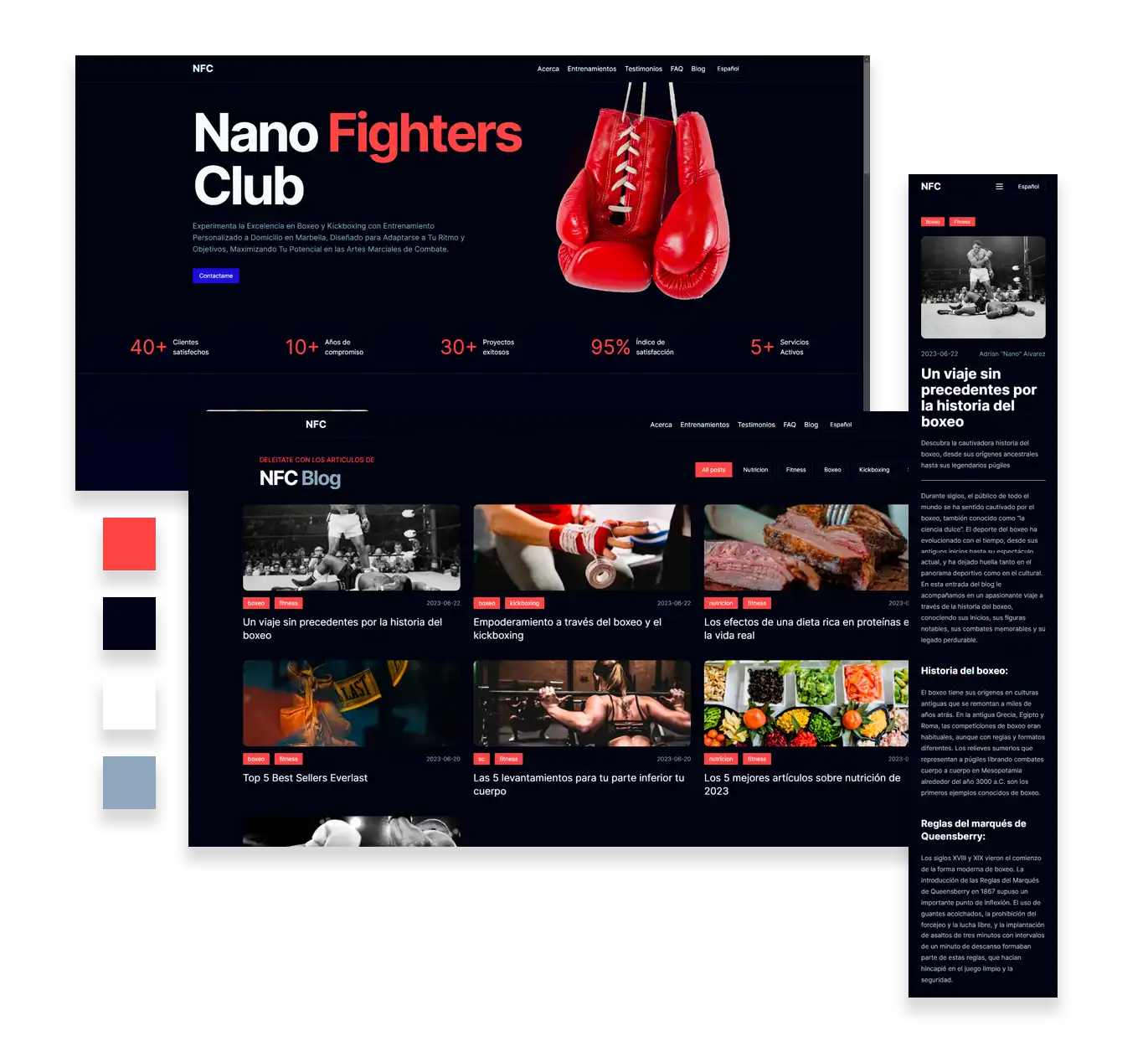 Nano Fighters Club Gold Website Style