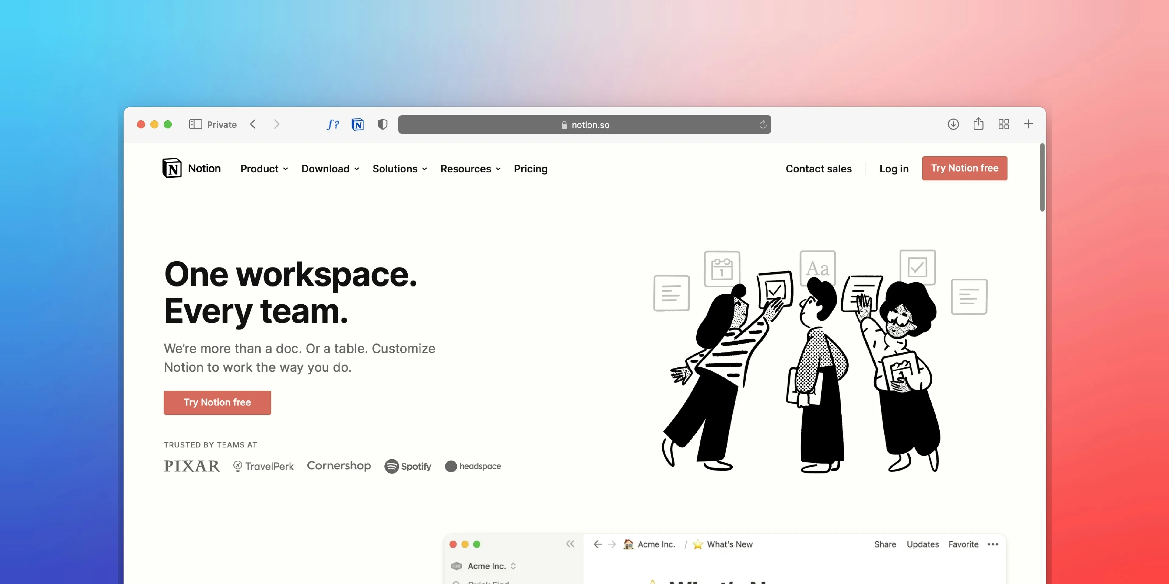 Espacio de trabajo en Notion para gestión de proyectos